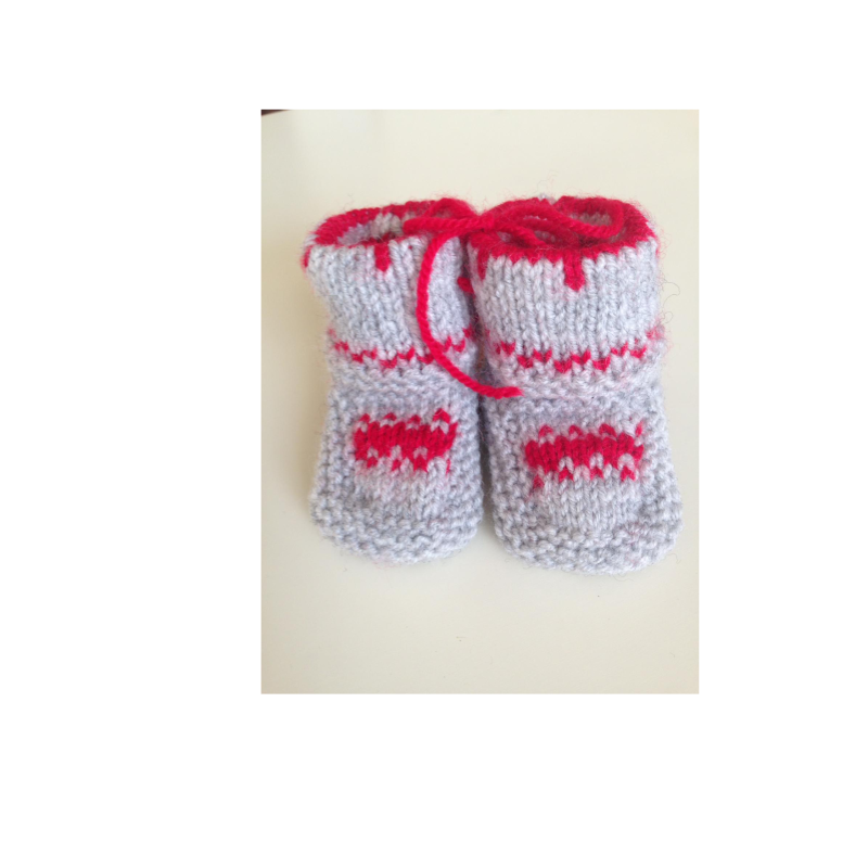 slofjes Noors grijs met rood